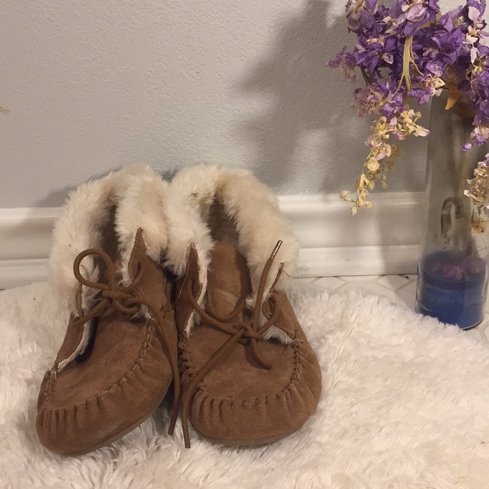 Cozy Brown Faux Fur Moccasins